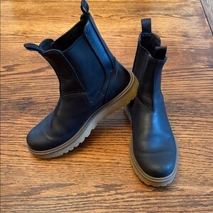 Ecco Black Leather Boots with Tan Soles